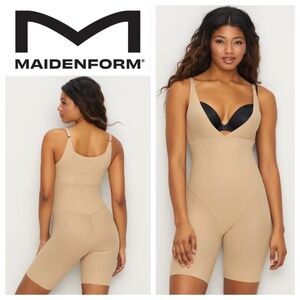 Maidenform Flexees Smoothers Shapewear Bodysuit Large 12 14 Nude Tan Singlet